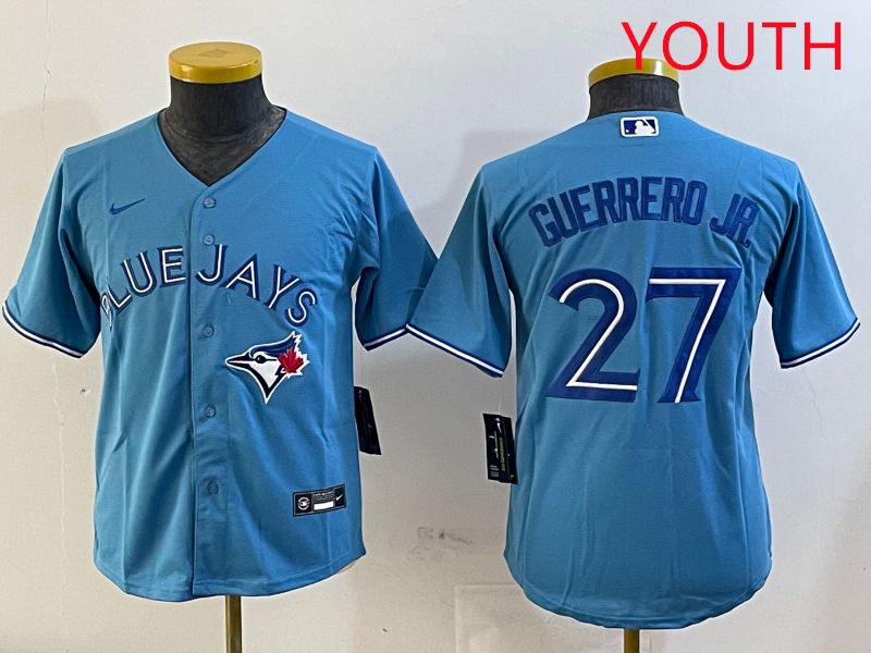 Youth Toronto Blue Jays 27 Guerrero jr Light Blue Game 2025 Nike MLB Jersey style 1